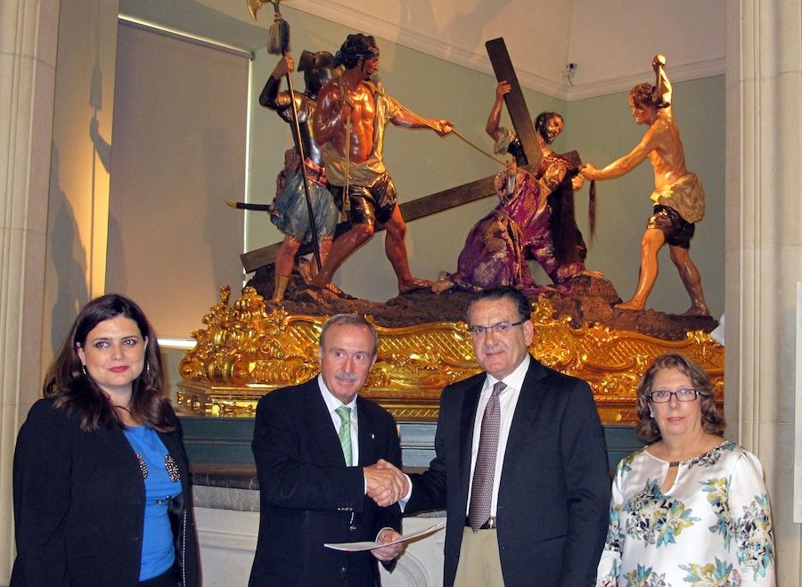 María Teresa Marín, Antonio Gómez Fayrén, Patricio Valverde y María Dolores Delicado en la firma del convenio Museo Salzillo-Iberdrola